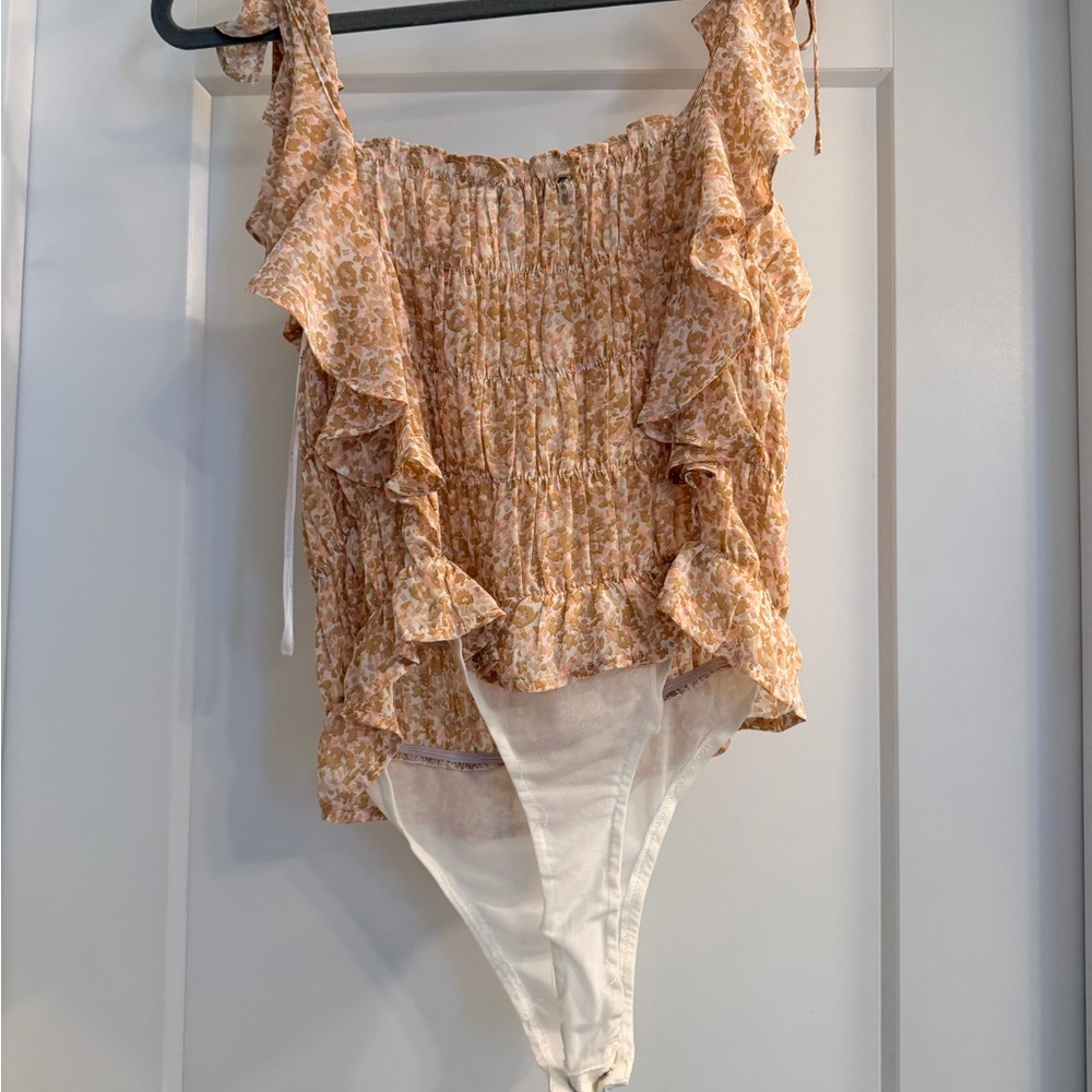 Lulu's Sweetest Thrills Floral Ruffle Smocked Bodysuit - Picture 5 of 5